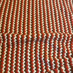 Red and White Crochet Blanket